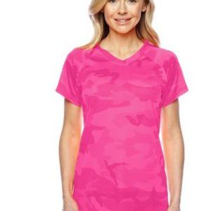Champion V-Neck Athletic T-Shirt Pink Camo New